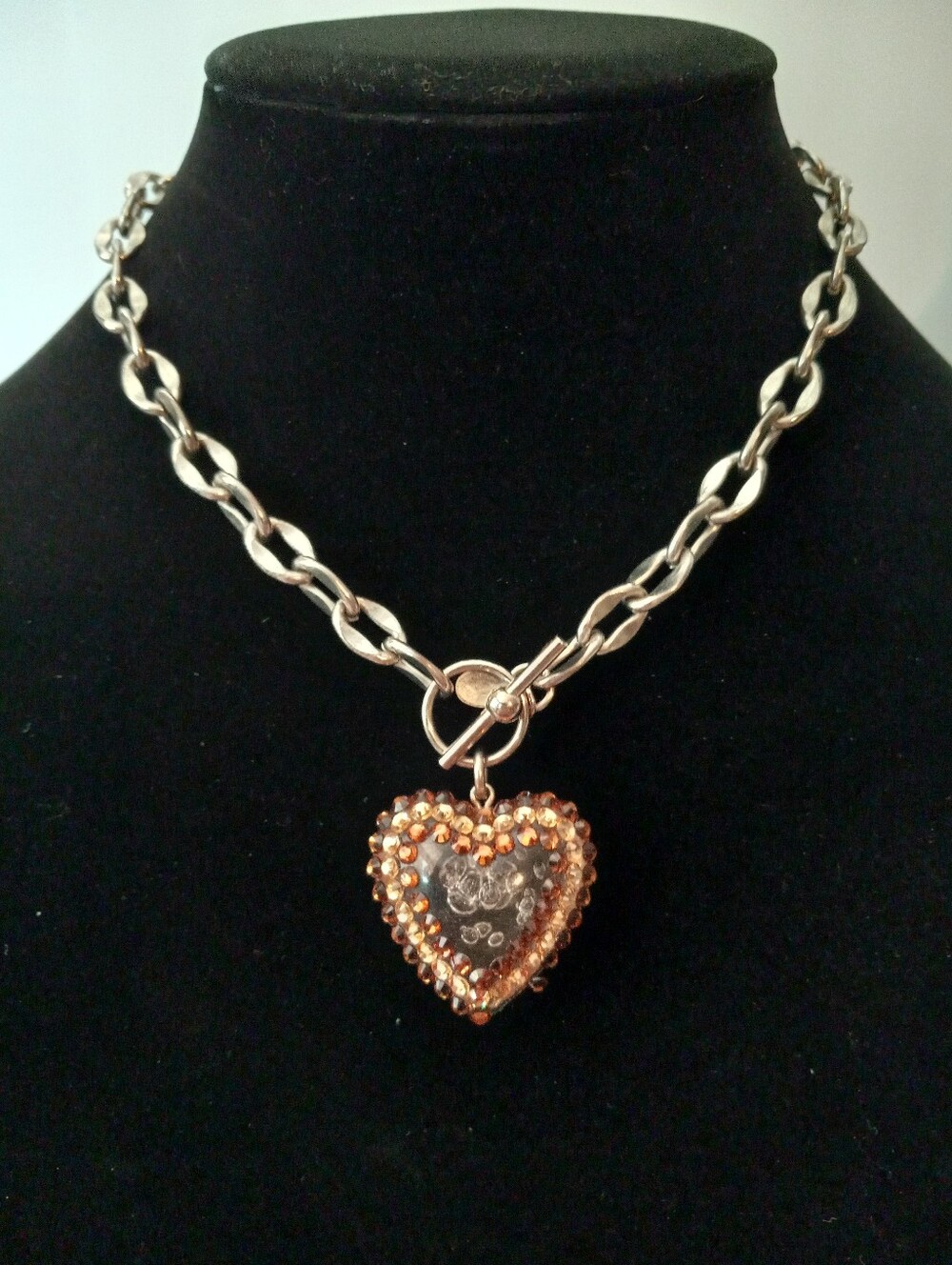Tarina Tarantino Y2K Lucite Austrian Crystal Bubble Heart Necklace